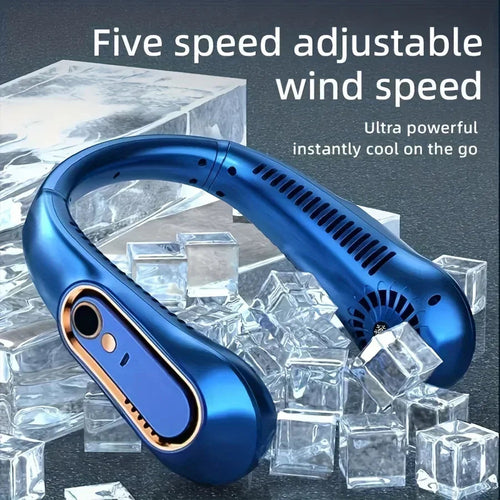 3-speed-Bladeless-Neck Fan-Hands-Free Portable-Cooling
